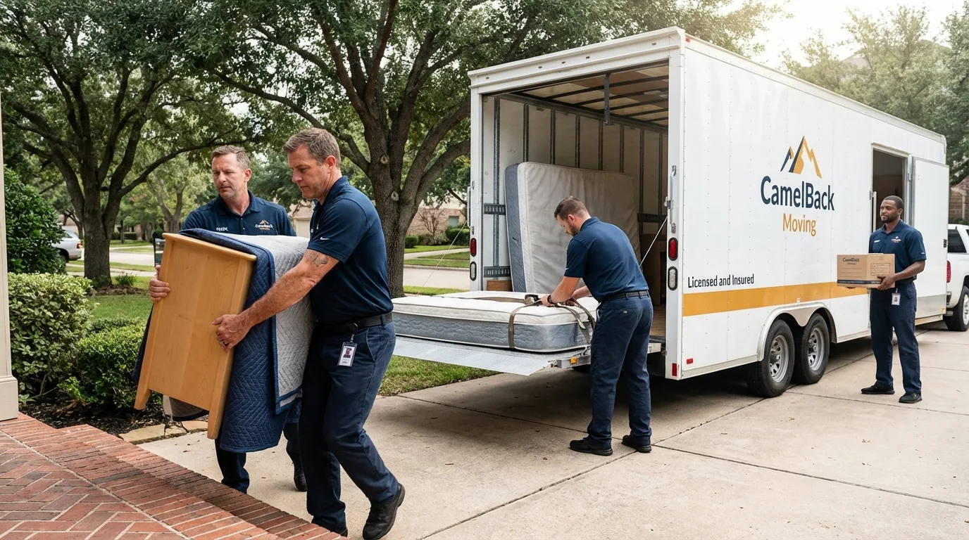 Crew loading residential truck for cross-state move from Milton, WV