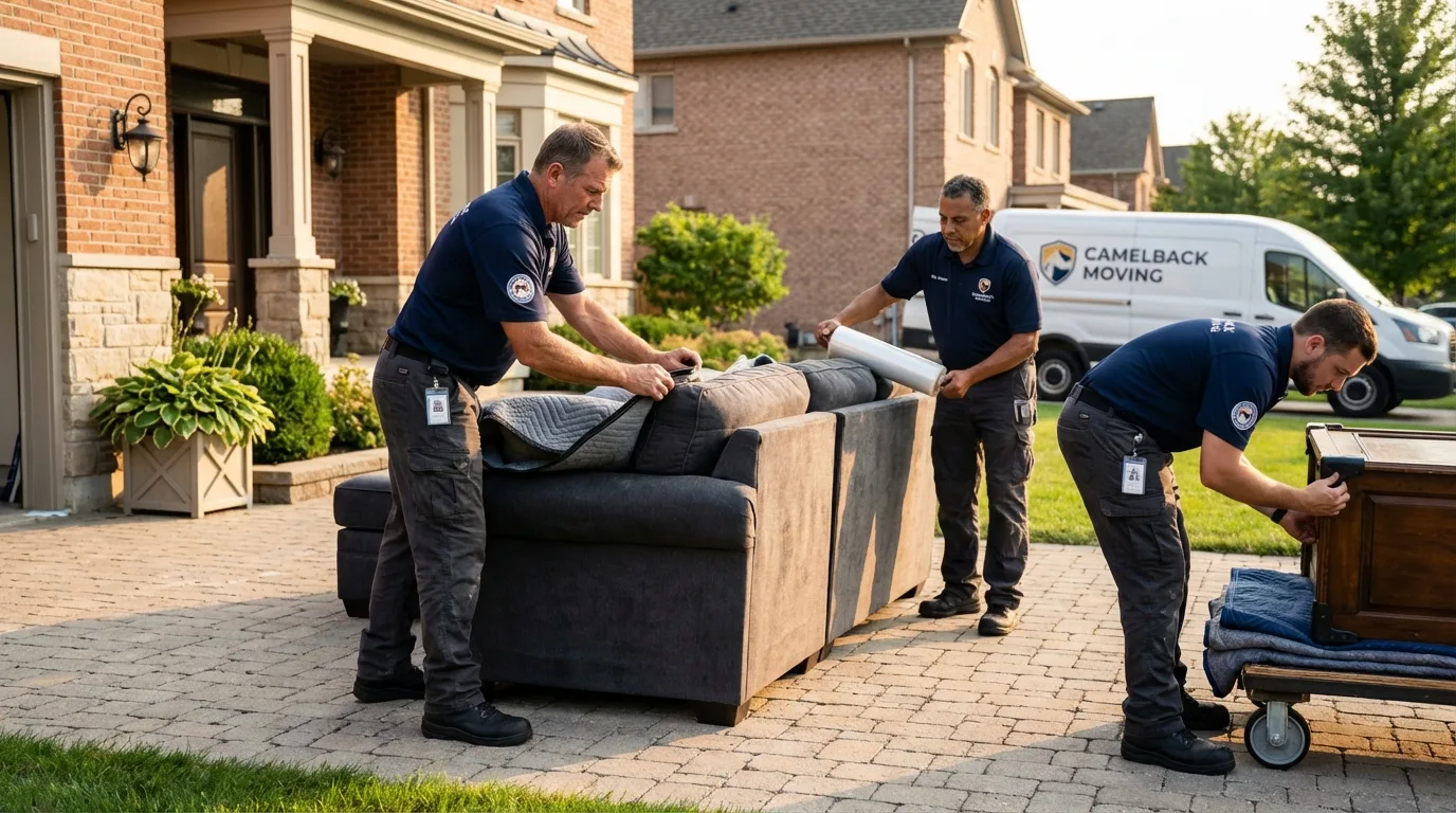 Large estate moving crew wrapping furniture in Milton, WV
